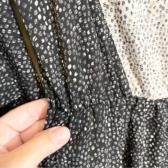 H&M Women's Black Polka Dots V-Neck Long Sleeve Cinched Baby Doll Dress Size 8 - Picture 7 of 16